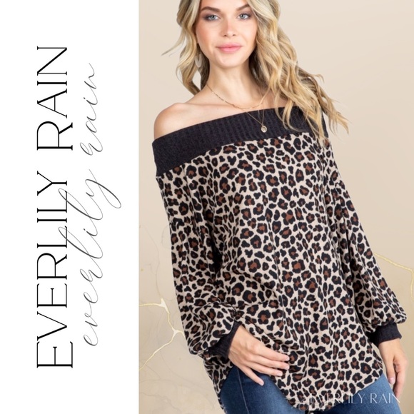 Soft Off Shoulder Leopard Print Sweater - Picture 6 of 16